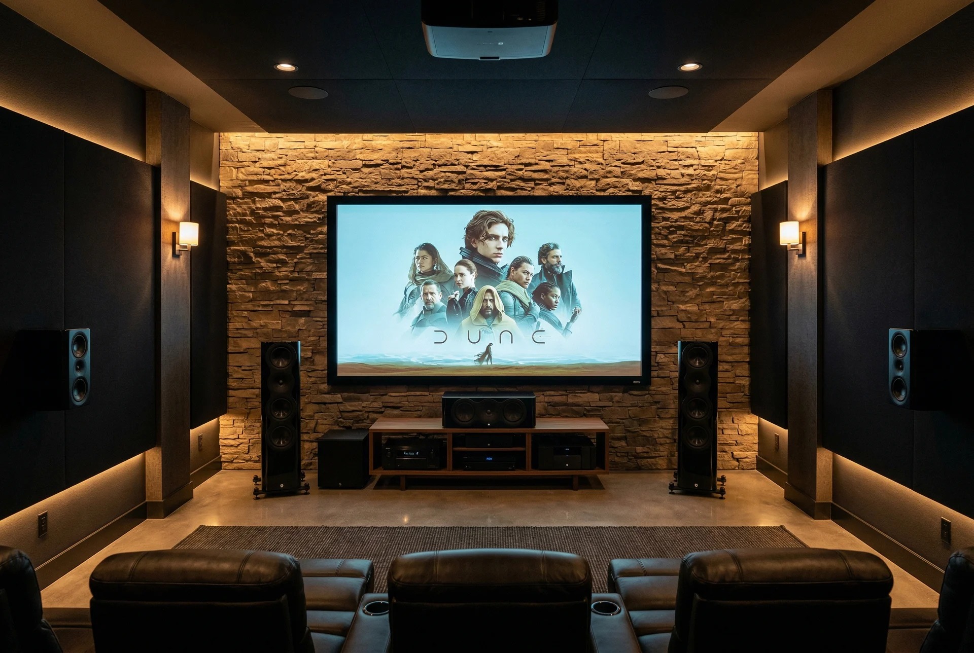 Dolby Atmos bed layer speakers including towers center and surrounds in Scottsdale theater
