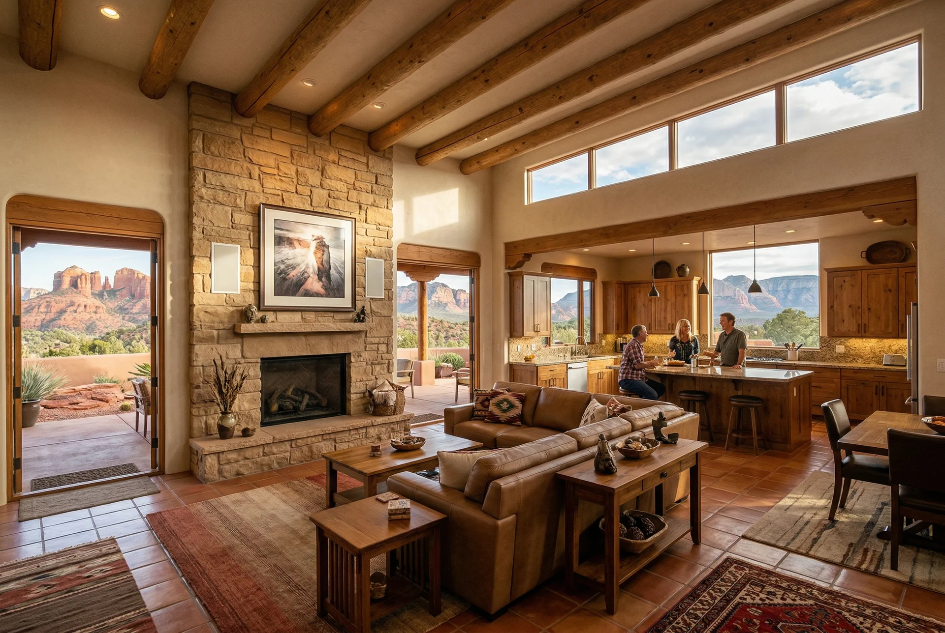 Clarkdale new construction with on-wall speakers in open floor plan in Sedona Arizona