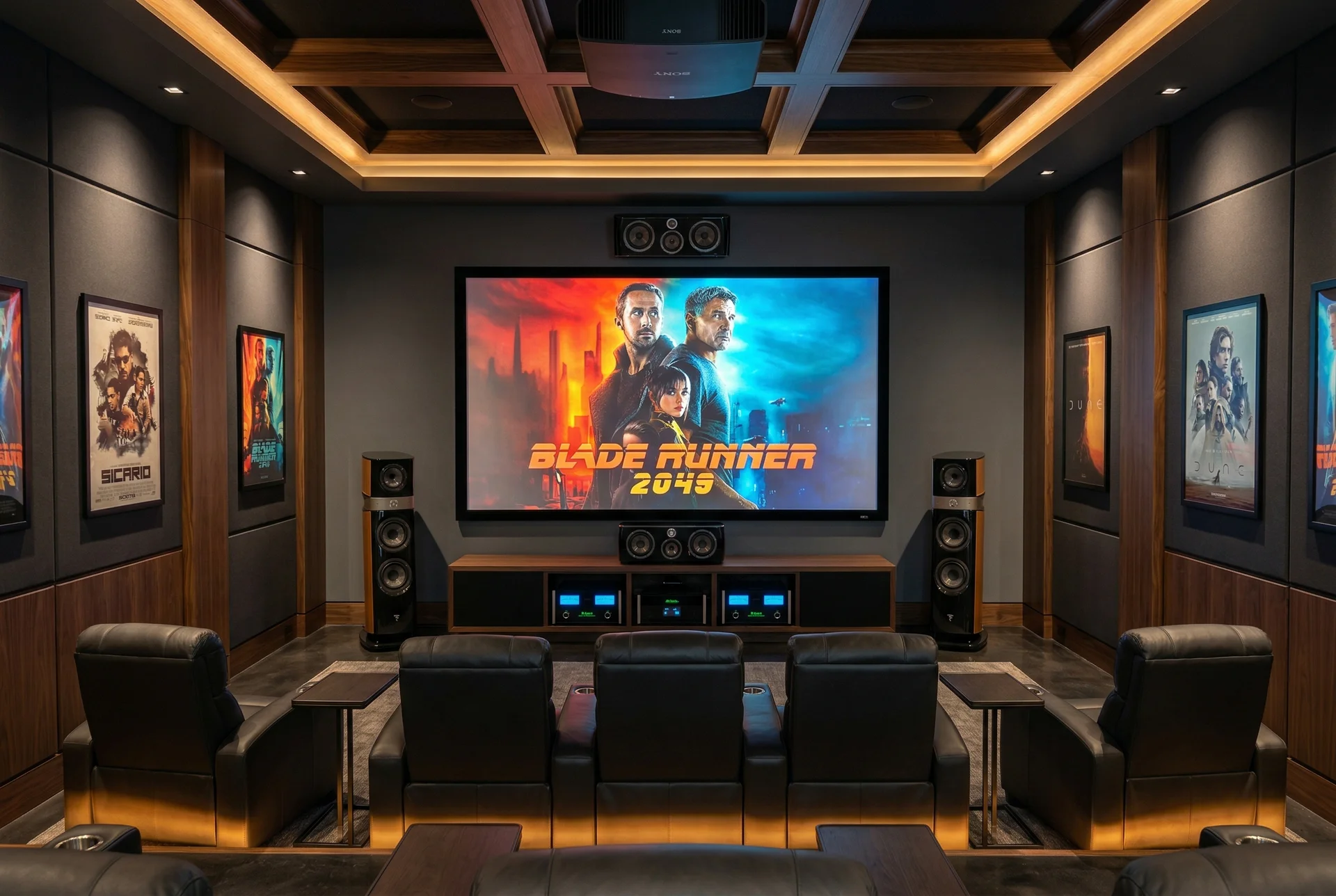 Completed pre-wired home theater in Scottsdale with clean walls and hidden cable management