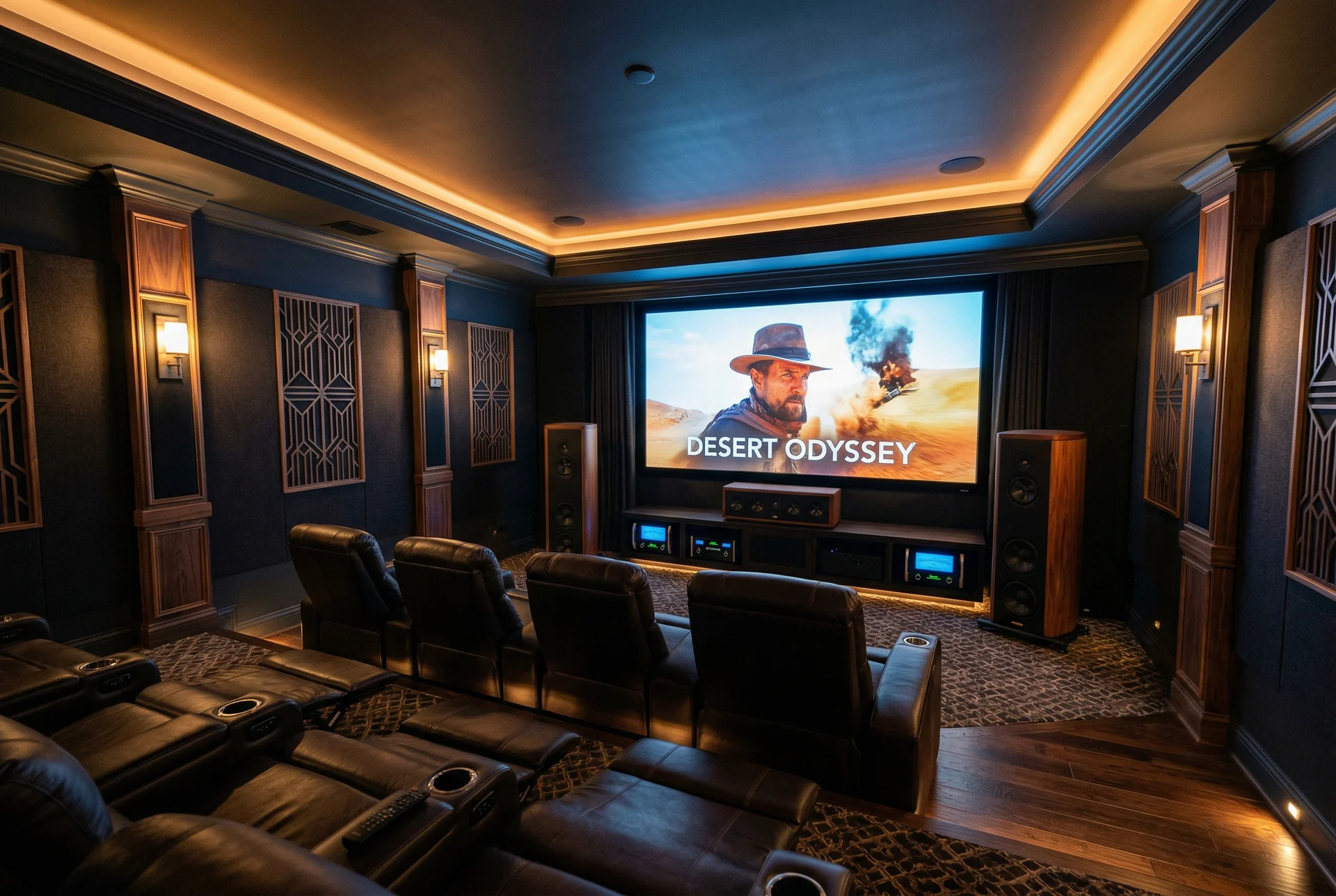 Premium luxury home theater installation in Scottsdale with full acoustic treatment and projection