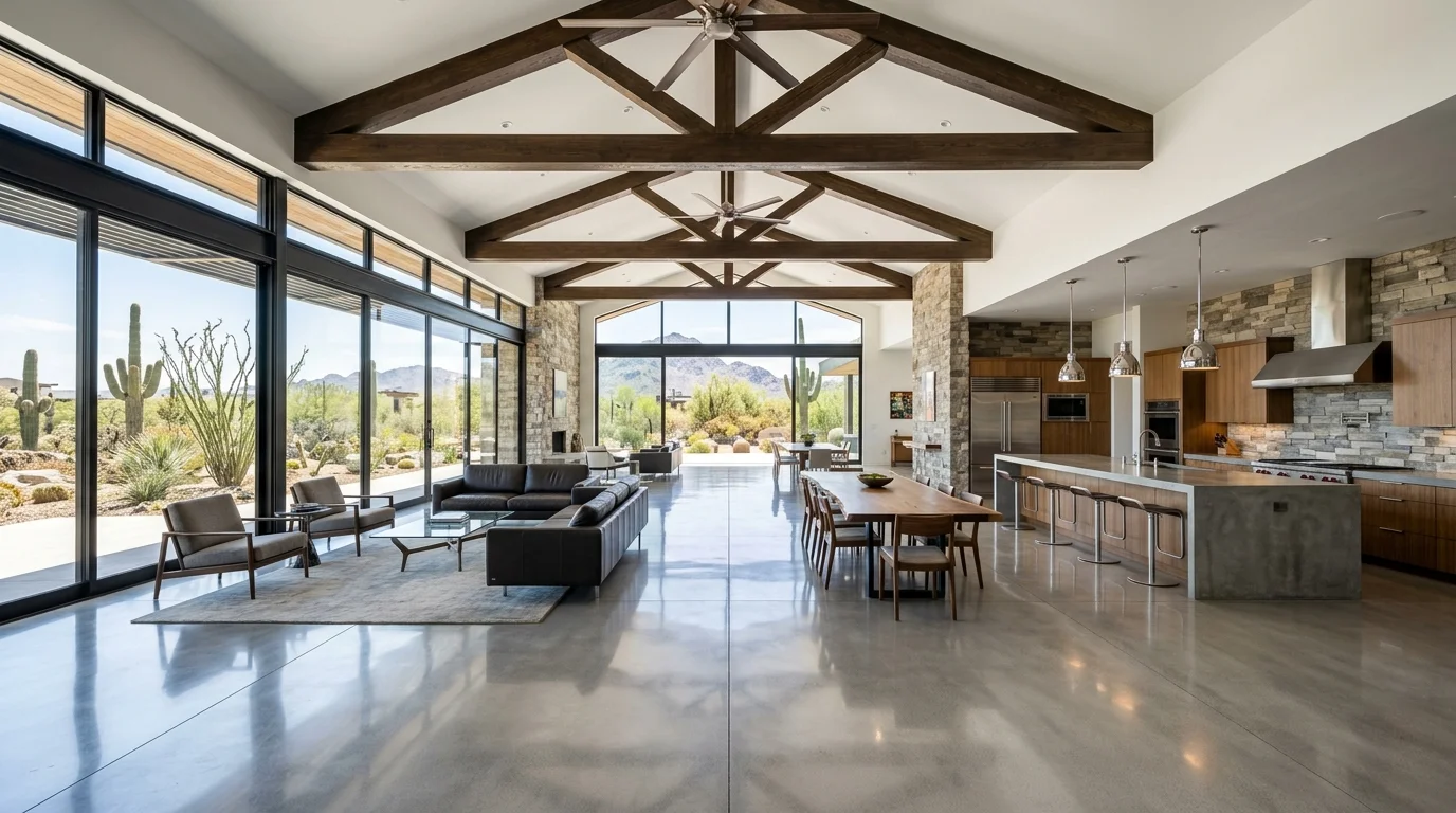 Paradise Valley luxury estate interior with soaring ceilings and glass walls showing acoustic challenges