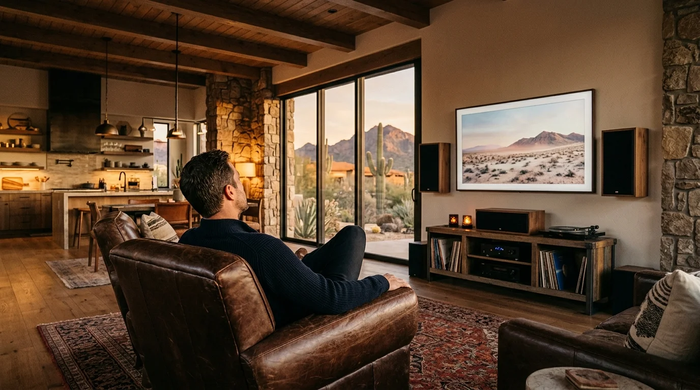 In-home theater demonstration listening session in Paradise Valley Arizona estate